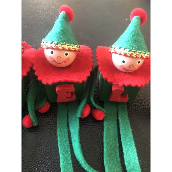 Vintage ELF Shelf Sitter “Noel”Christmas Decor Handmade Wood Blocks Dangle Limbs - Picture 4 of 7
